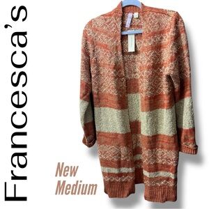 Francesca's Collections Warm Orange and Cream Sweater
